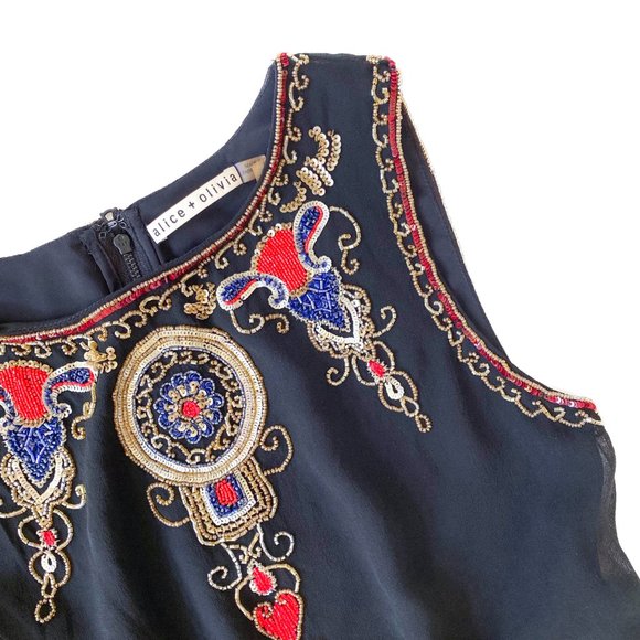 Alice + Olivia Silk Beaded Tank Top Blouse - Picture 2 of 3